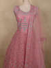Soft Blush Rose Pink Floral Thread and Mirror Embroidered Design Net Anarkali Gown with Dupatta