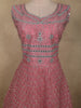 Soft Blush Rose Pink Floral Thread and Mirror Embroidered Design Net Anarkali Gown with Dupatta
