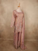Soft Blush Rose Pink Heavy Sequins and Beads Embroidered Design Tissue Organza Sharara Salwar Suit with Dupatta