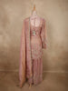 Soft Blush Rose Pink Heavy Sequins and Beads Embroidered Design Tissue Organza Sharara Salwar Suit with Dupatta