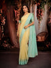 Soft Butter Yellow Checked Zari Woven Design Pure Kanchipuram Silk Saree with Contrast Floral Butta Border