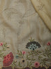 Soft Butter Yellow Floral Vine Stone Embellished Design Pure Tussar Saree with Floral Border