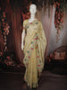 Soft Butter Yellow Floral Vine Stone Embellished Design Pure Tussar Saree with Floral Border