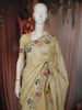 Soft Butter Yellow Floral Vine Stone Embellished Design Pure Tussar Saree with Floral Border