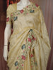 Soft Butter Yellow Floral Vine Stone Embellished Design Pure Tussar Saree with Floral Border