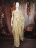 Soft Butter Yellow Floral Vine Thread Embroidered Design Organza Party Wear Saree with Lace Border