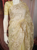 Soft Butter Yellow Floral Vine Thread Embroidered Design Organza Party Wear Saree with Lace Border