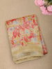 Soft Buttercream Yellow Floral Printed Design Linen Cotton Casual Wear Saree
