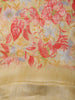 Soft Buttercream Yellow Floral Printed Design Linen Cotton Casual Wear Saree