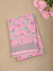 Soft Candy Pink Floral Printed Design Linen Cotton Casual Wear Saree
