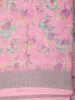 Soft Candy Pink Floral Printed Design Linen Cotton Casual Wear Saree