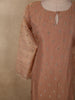 Soft Caramel Peach Silver Beads Embroidered Design Tissue Silk Salwar Suit