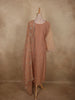 Soft Caramel Peach Silver Beads Embroidered Design Tissue Silk Salwar Suit