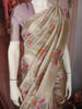 Soft Champagne Beige Floral Printed Design Semi Tussar Saree