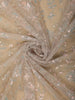 Soft Champagne Beige Floral Sequins Embroidered Design Net Designer Saree with Designer Border