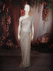 Soft Champagne Beige Floral Sequins Embroidered Design Net Designer Saree with Designer Border