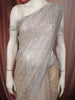 Soft Champagne Beige Floral Sequins Embroidered Design Net Designer Saree with Designer Border