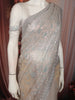 Soft Champagne Beige Floral Sequins Embroidered Design Net Designer Saree with Designer Border