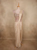 Soft Champagne Beige Floral Sequins and Beads Embroidered Design Georgette Ready To Wear Saree
