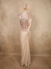 Soft Champagne Beige Floral Sequins and Beads Embroidered Design Georgette Ready To Wear Saree