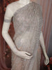 Soft Champagne Beige Floral Thread Embroidered Design Net Designer Saree with Designer Border