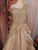 Soft Champagne Beige Heavy Sequins and Beads Embroidered Design Organza Party Lehenga with Draped Dupatta