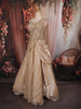 Soft Champagne Beige Heavy Sequins and Beads Embroidered Design Organza Party Lehenga with Draped Dupatta