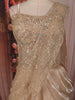 Soft Champagne Beige Heavy Sequins and Beads Embroidered Design Organza Party Lehenga with Draped Dupatta