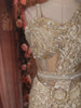 Soft Champagne Gold Heavy Sequins and Beads Embroidered Design Net Party Wear Ready To Wear Saree with Hip Belt