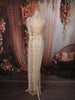 Soft Champagne Gold Heavy Sequins and Beads Embroidered Design Net Party Wear Ready To Wear Saree with Hip Belt