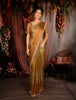 Soft Champagne Gold with Ivory Striped Woven Design Tissue Designer Saree with Designer Border