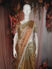 Soft Champagne Gold with Ivory Striped Woven Design Tissue Designer Saree with Designer Border