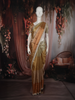 Soft Champagne Gold with Ivory Striped Woven Design Tissue Designer Saree with Designer Border