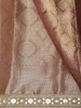 Soft Copper Brown Geometric Zari Woven Design Tissue Designer Saree with Sequins Border
