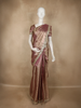Soft Copper Brown Geometric Zari Woven Design Tissue Designer Saree with Sequins Border
