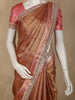 Soft Copper Brown Zari Woven Design Tissue Designer Saree with Sequins Border