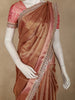 Soft Copper Brown Zari Woven Design Tissue Designer Saree with Sequins Border