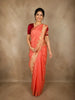 Soft Coral Peach Butta Zari Woven Design Pure Banarasi Silk Saree with Floral Border