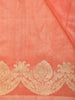 Soft Coral Peach Butta Zari Woven Design Pure Banarasi Silk Saree with Floral Border