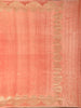 Soft Coral Peach Butta Zari Woven Design Pure Banarasi Silk Saree with Floral Border