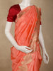 Soft Coral Peach Butta Zari Woven Design Pure Banarasi Silk Saree with Floral Border