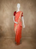 Soft Coral Peach Butta Zari Woven Design Pure Banarasi Silk Saree with Floral Border