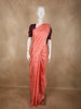 Soft Coral Peach Checked Zari Woven Design Pure Kanchipuram Silk Saree