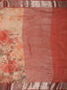 Soft Coral Peach Floral Printed Design Banarasi Saree with Zari Border