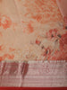 Soft Coral Peach Floral Printed Design Banarasi Saree with Zari Border