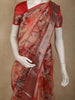Soft Coral Peach Floral Printed Design Banarasi Saree with Zari Border