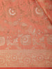 Soft Coral Peach Floral Zari Woven Design Banarasi Saree with Floral Zari Border