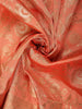 Soft Coral Peach Floral Zari Woven Design Banarasi Saree with Floral Zari Border
