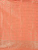 Soft Coral Peach Floral Zari Woven Design Banarasi Saree with Floral Zari Border