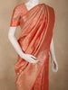 Soft Coral Peach Floral Zari Woven Design Banarasi Saree with Floral Zari Border